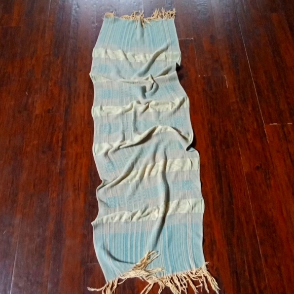 Vintage Parisian Chic Honeydew & Turquoise Scarf - Picture 2 of 6